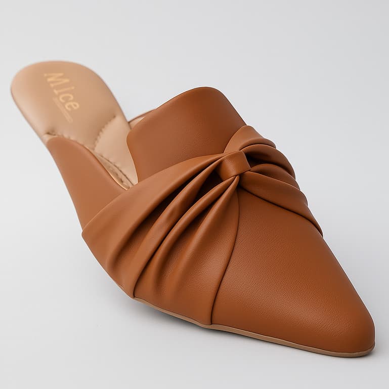 Sapato Mule Femino Scarpin Bico Fino detalhe de Nó Casual Confortável Novidade Alice Calçados