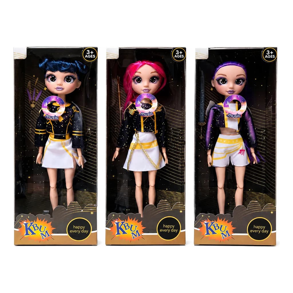 Kit Com 3 Bonecas K-pop Articulada Colecionável Musical