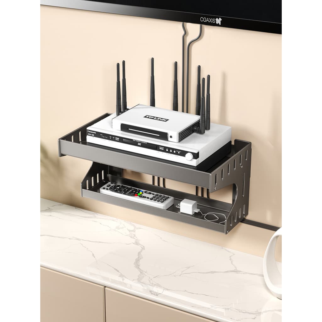 Prateleira de parede para roteador, caixa superior de TV montada na parede para projetor, placa Plug-In, suporte de arma