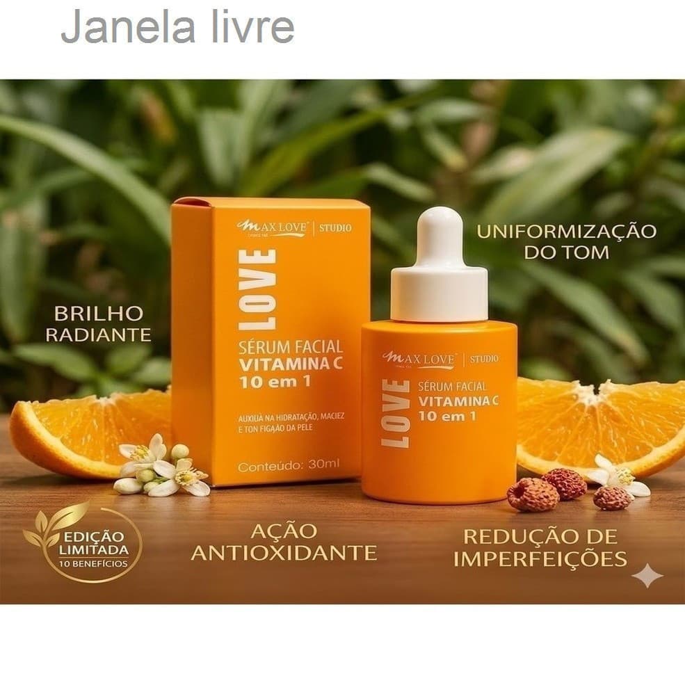 ✨ Sérum Facial Vitamina C 10 em 1 Max Love 30ml – Clareador, Antioxidante e HidratanteL31R7Z1GZZK0