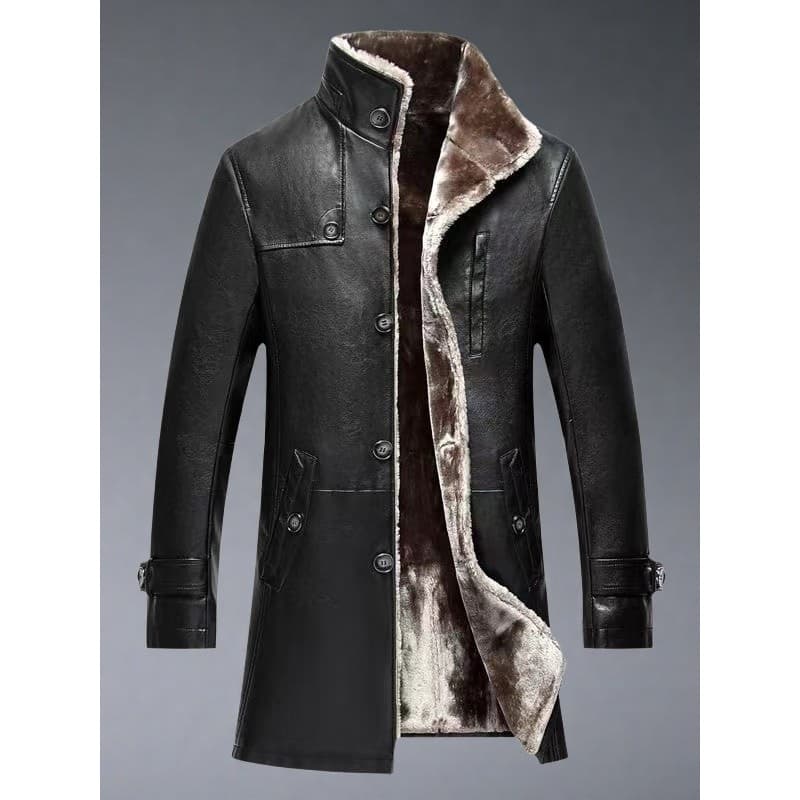 Haining jaqueta de couro genuíno masculina forro de lã de inverno engrossado blusão jaqueta de pele masculina de uma peç