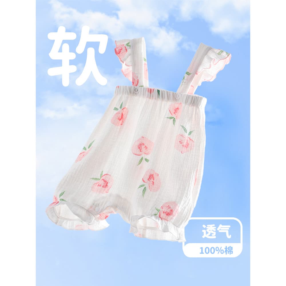 Bebê bebê suspensórios roupas da menina do bebê verão macacão puro algodão verão vestido de princesa verão macacão bonit