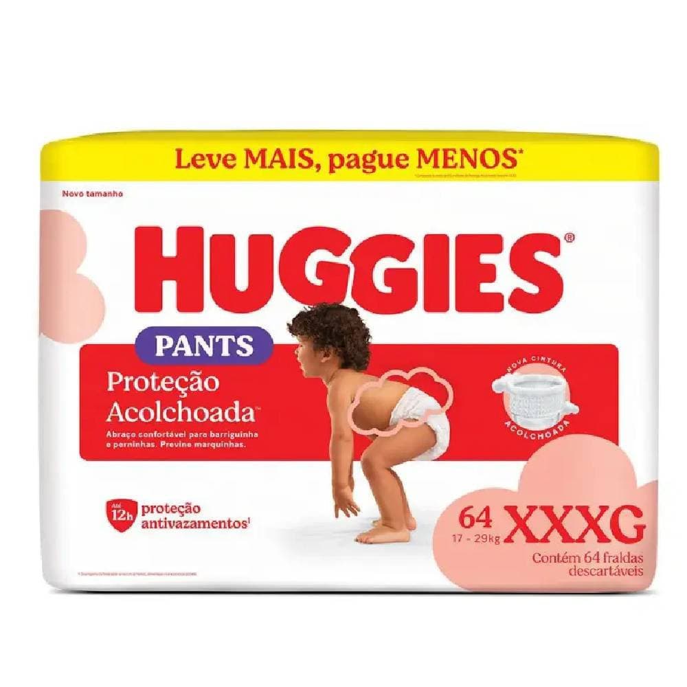 Fralda Huggies Proteção Acolchoada Pants Max Xxxg 64 Unidades