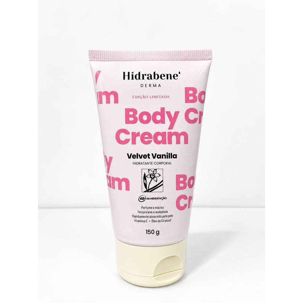Hidratante Corporal Hidrabene Derma Body Cream Velvet Vanilla Baunilha 150g Vitamina E Óleo de Girassol 48h Hidratação