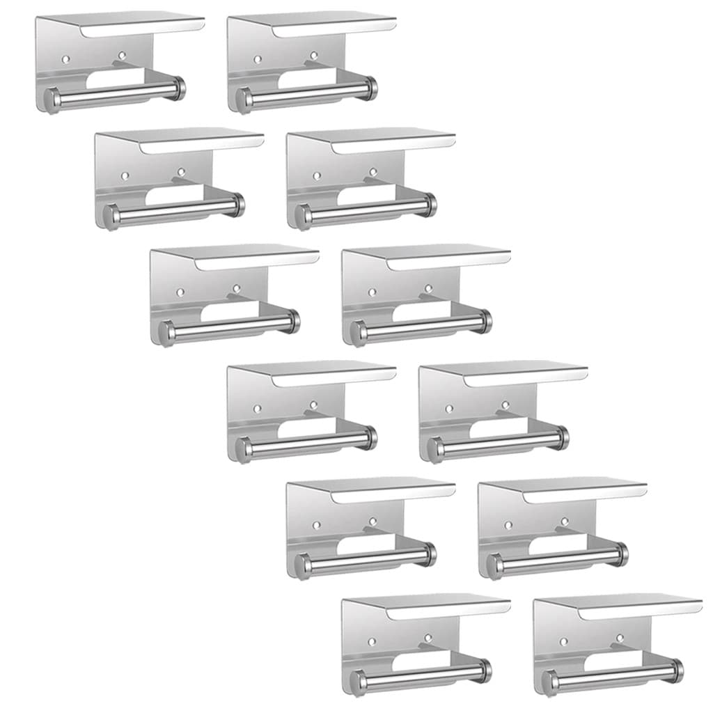 Suporte Papel Higienico Inox Kit 12 Uni Lavabo Banheiro Prateleira Porta Objeto Celular Apoio Suporte Parede