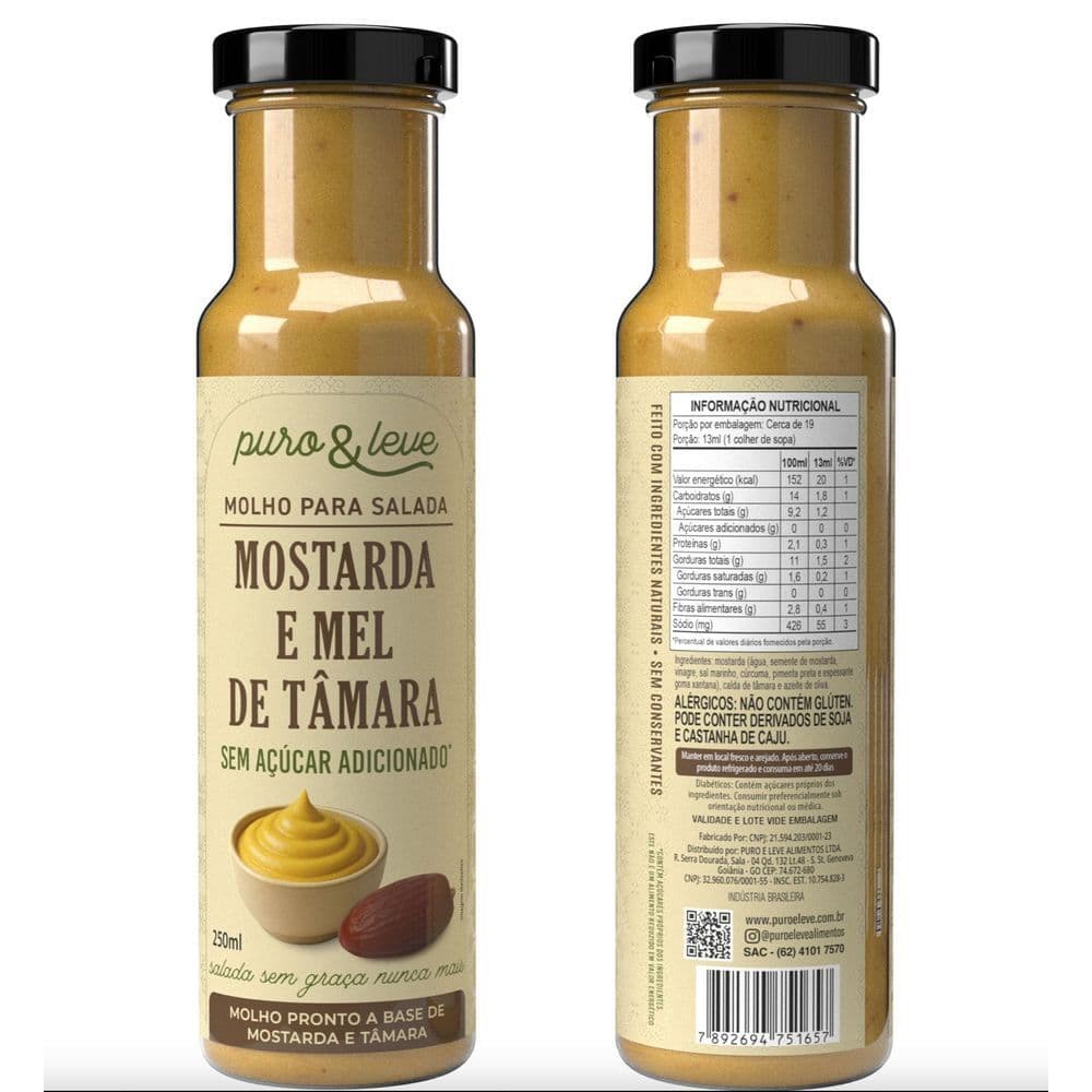 MOLHO MOSTARDA E MEL DE TAMARA - PURO E LEVE -250ML