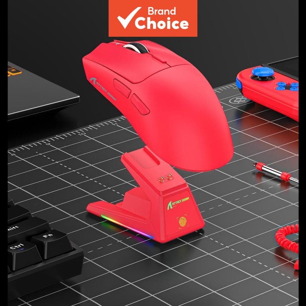 Mouse Sem Fio ATTACK SHARK X1 40000DPI com Dock de Carregamento Magnético, Sensor PAW3395PRO, BT/2.4G/Com Fio, Mouse