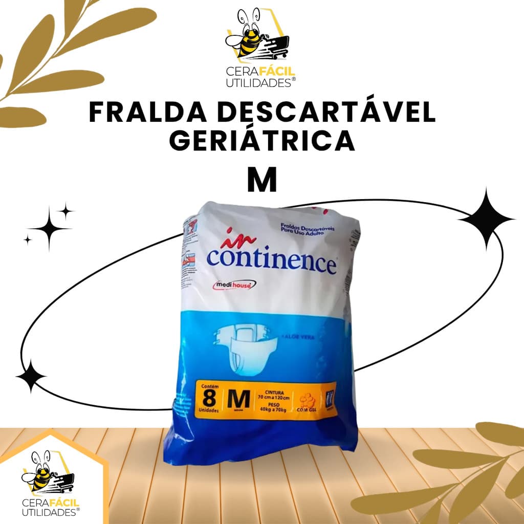 8un Fralda Geriátrica Descartável M - In Continence