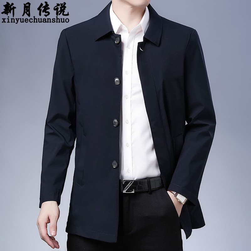 Jaqueta pai primavera outono jaqueta masculina de meia-idade idosos primavera masculina primavera lapela jaqueta Casual