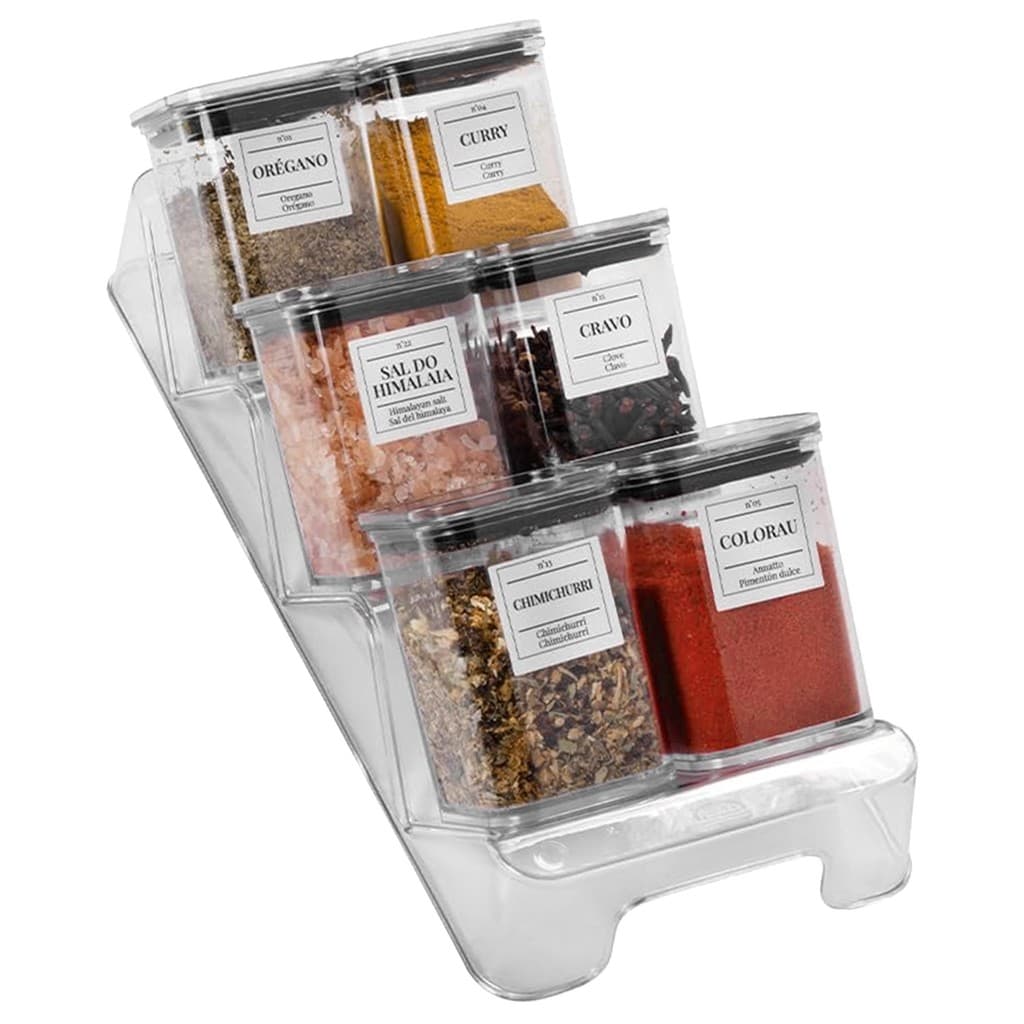 Porta Temperos 7 Peças Condimentos Organizador Herméticos Multiuso Para Cozinha - Plasútil