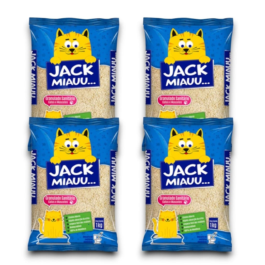 Areia Sanitária Gatos Biodegradável Mandioca Grãos Finos 4kg