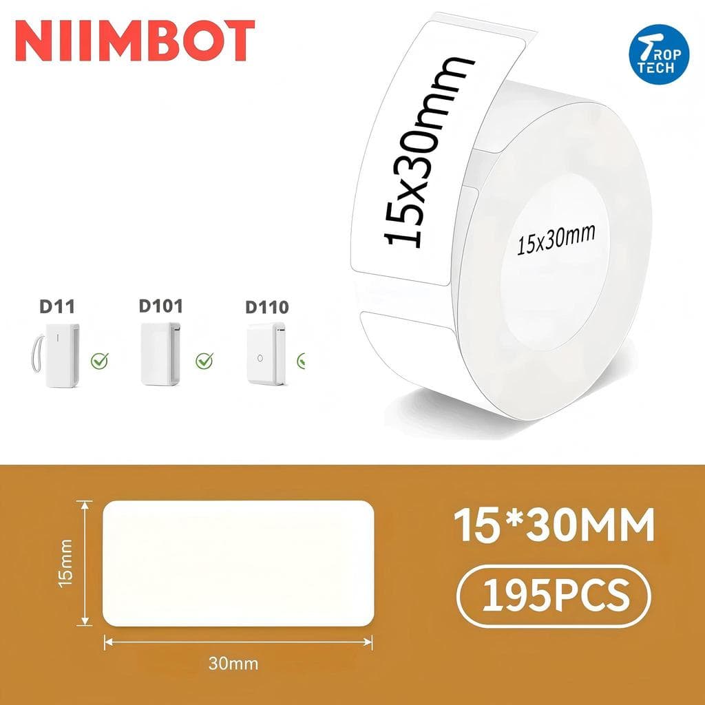 1 Rolo Papel Etiqueta Niimbot D110 D101 D11 15x30mm (195un)-Trop