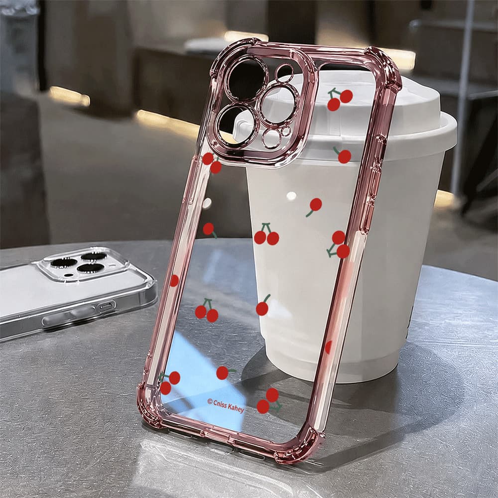Transparente Cristal cereja Capa De Celular Para IPhone 17 16 15 14 13 12 11 Pro Max Plus Capinha