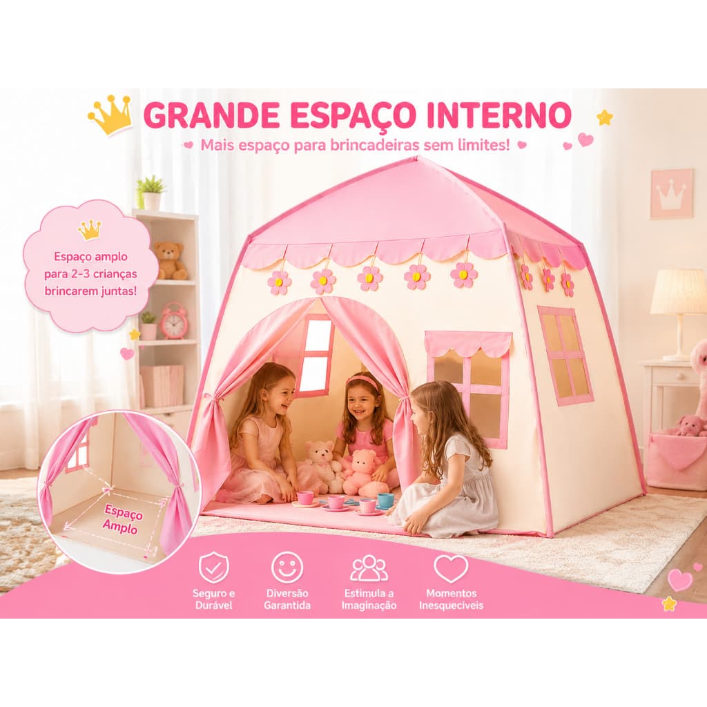 Casinha Infantil Brinquedo Educativo Barraca Grande Fácil Montagem