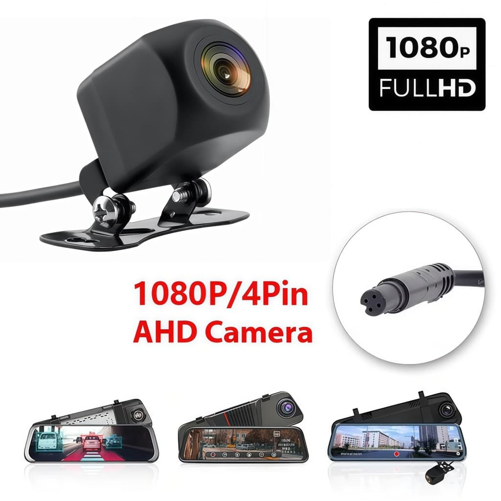 Câmera traseira AHD 1080p 4 pinos à prova d'água para carro