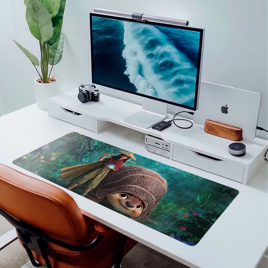 Mousepad 80x30 Deskpad Gamer Raya e o Último Dragão Grande Premium Para Jogos E Notebook Gamer