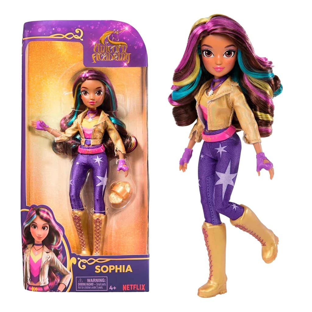 Boneca Sophia Unicorn Academy Escova Cinto Luvas E Colar Articulada Original - Sunny