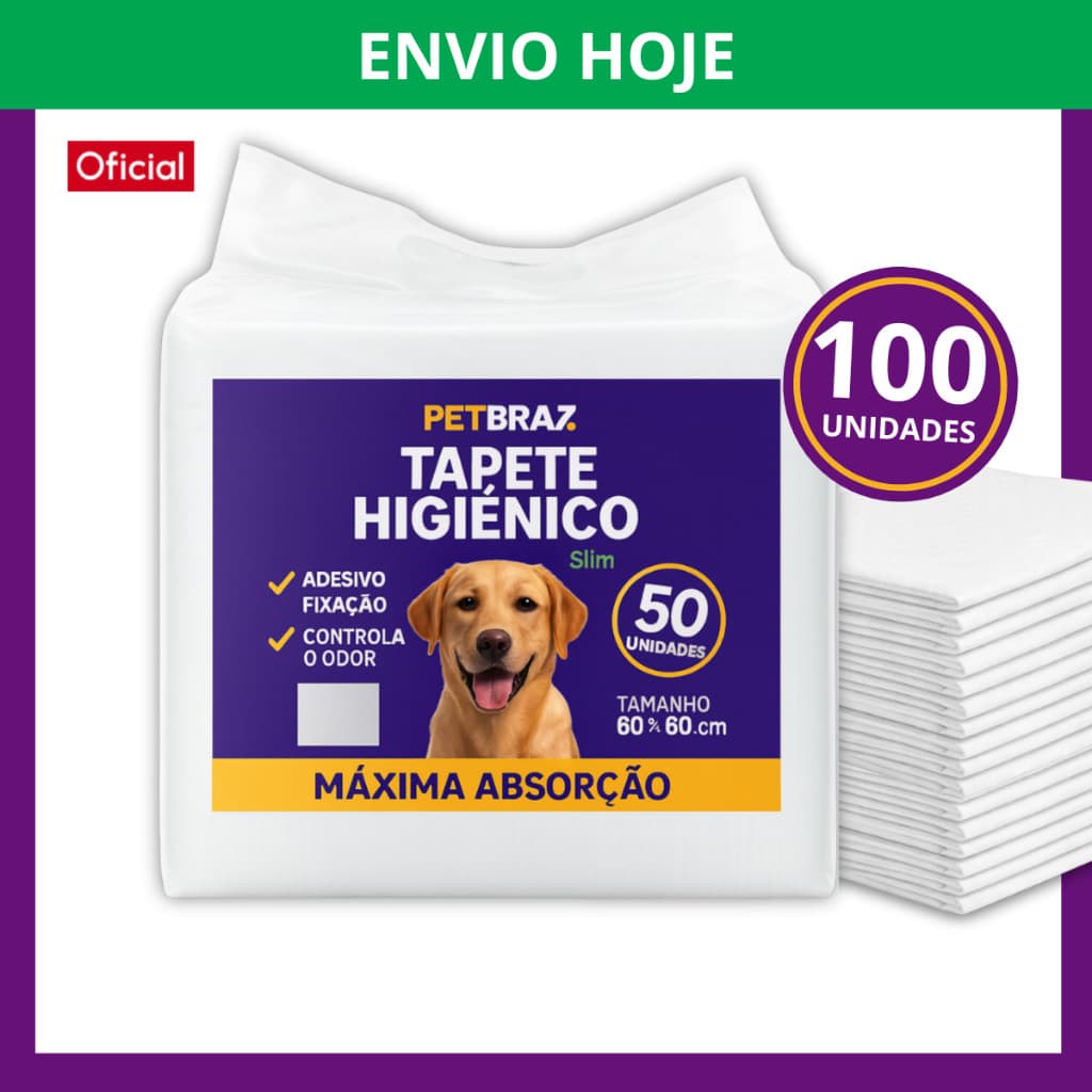Tapete Higiênico 60 x 60 cm Descartável Para Cães Fralda Pet Alta Absorção Xixi Pequeno e Médio