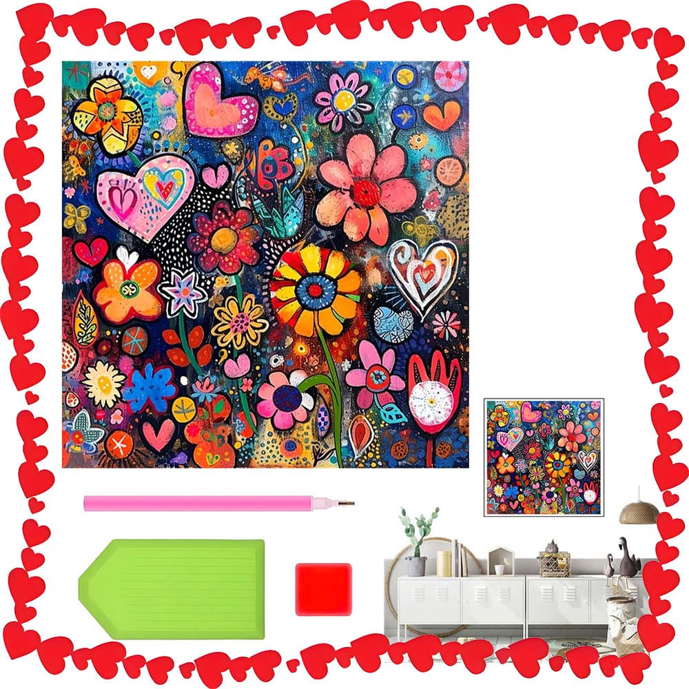 30 x 30 cm, Conjunto de Pintura artística Flores Coloridas com diamantes quadrados 5D para decoração de parede, DIY