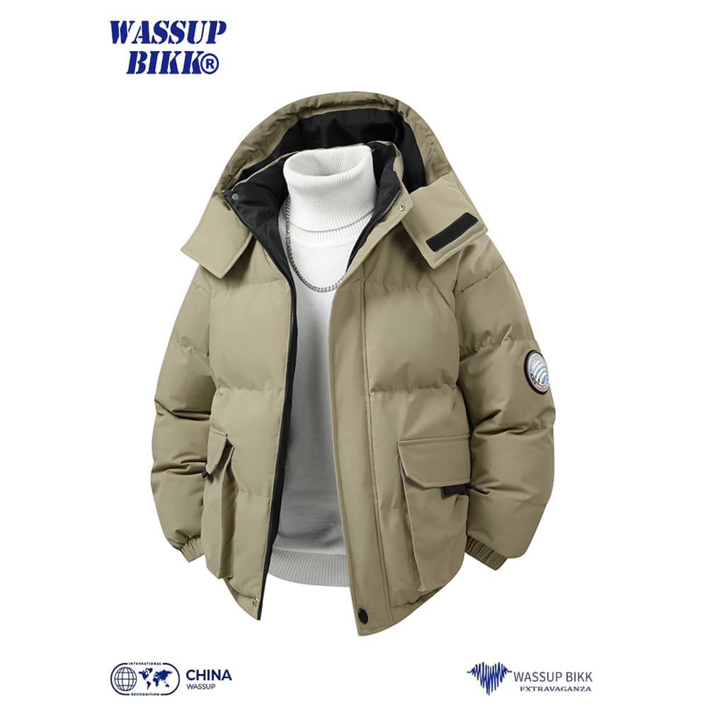 WASSUP BIKK Macacão Americano Jaqueta Masculina Jaqueta de Algodão de Inverno Engrossado Quente Com Capuz Jaqueta de Alg