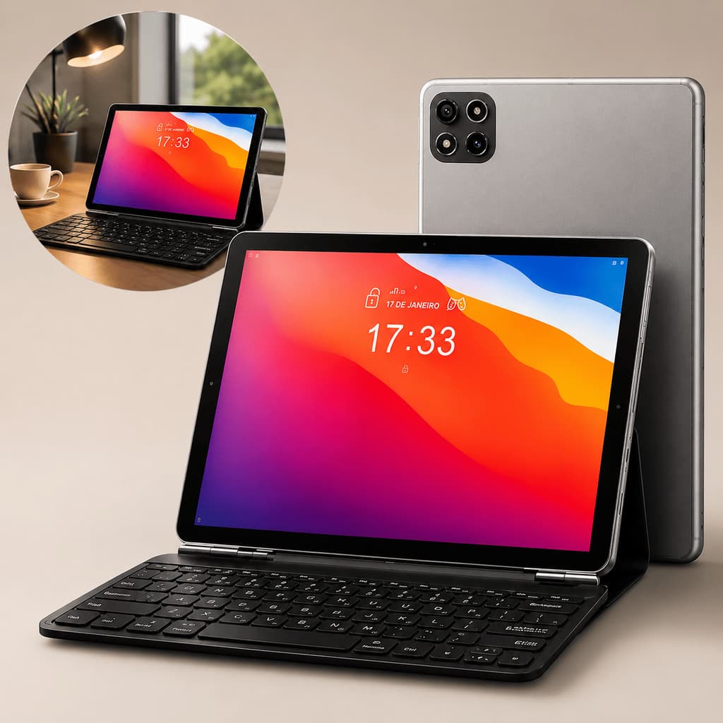 Tablet Com Teclado 10.1 Android 4G LTE Wifi Com Chip Mouse 12GB RAM 13MP 128GB Armazenamento Câmera Bluetooth Premium