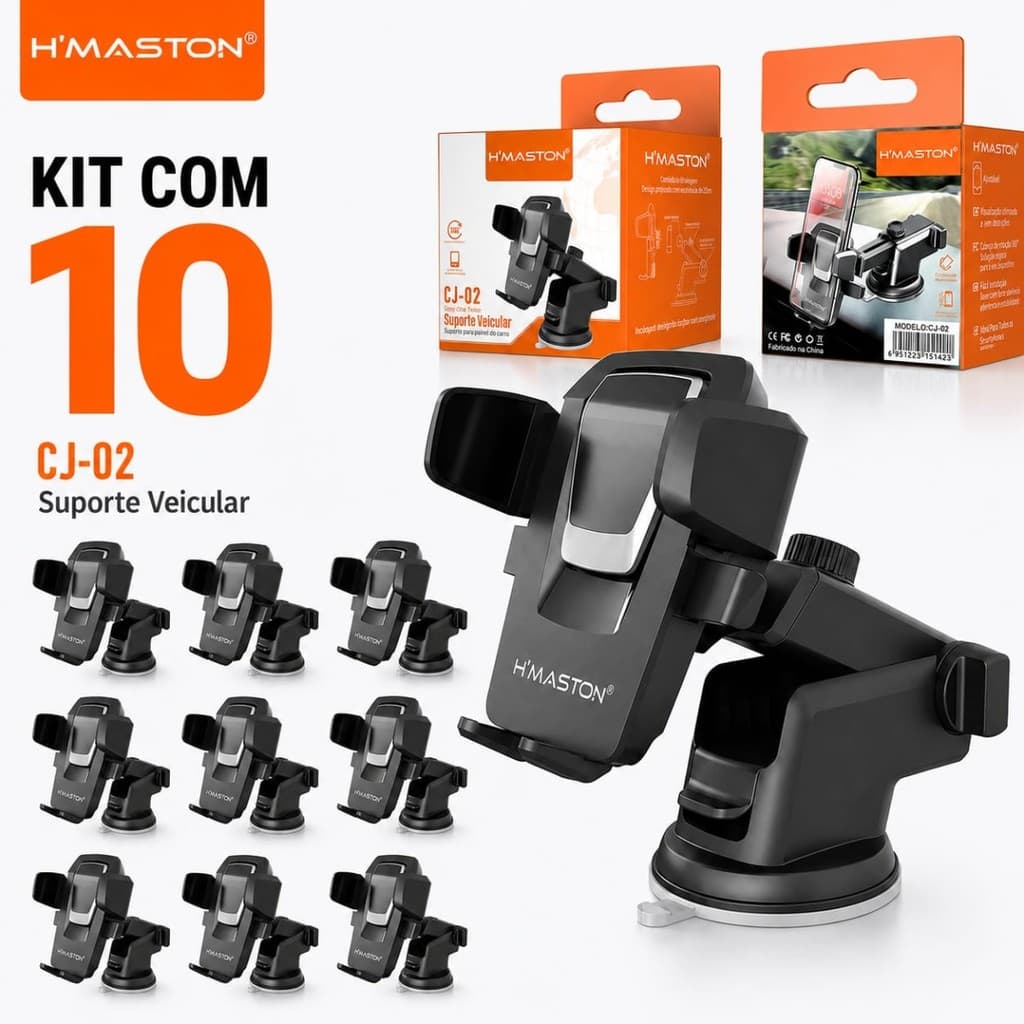 Kit 4/10 Suporte Celular Carro GPS Suporte para Celular Carro Ventosa Ajustável 360° CJ-02