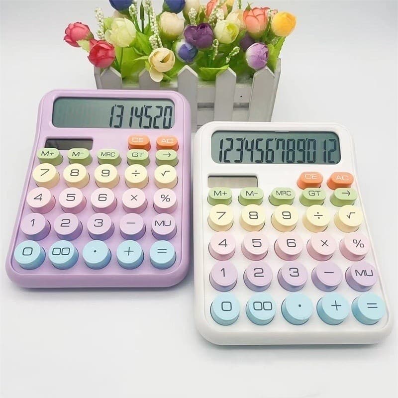 Calculadora De Escritório Colorida Morandi Teclado Mecânico Teclas Grandes 12 Dígitos Papelaria