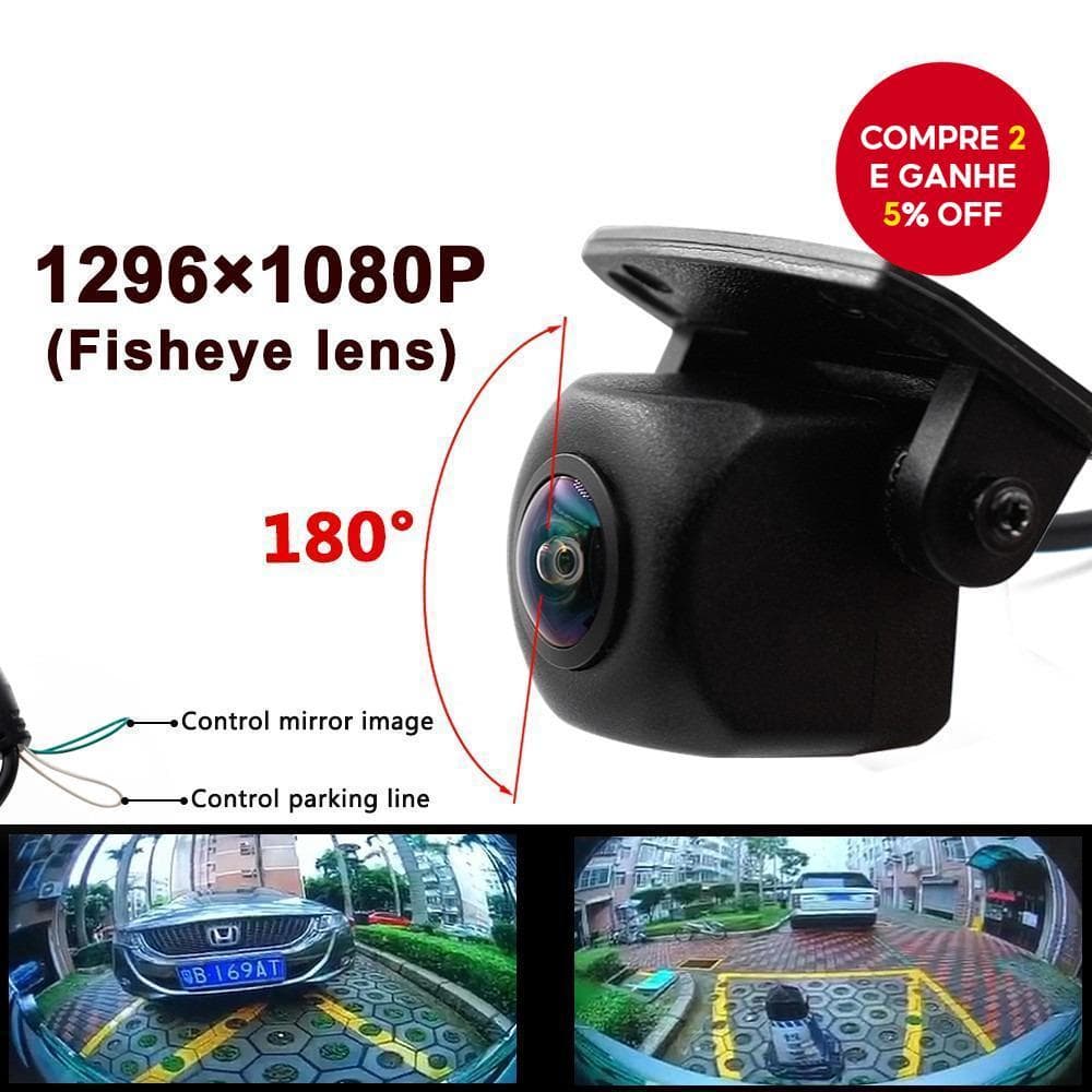 Câmera De Visão Traseira Do Carro 180 Graus HD Noturna Lente Olho De Peixe 1296x1080P Backup À Prova Dwaterproof Água Pr