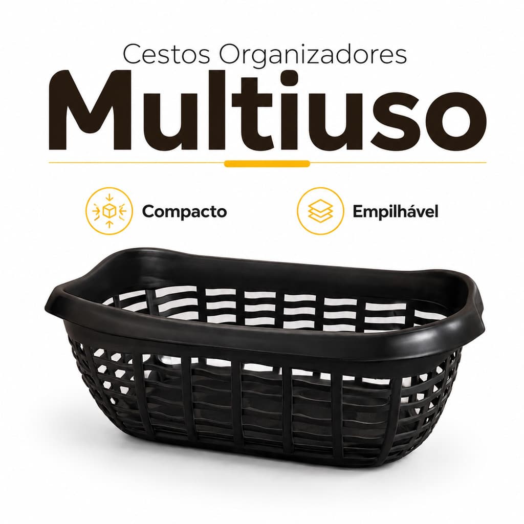 Cestos Organizadores PP Empilháveis Multiuso Cozinha Banheiro Comida Porções Resistente