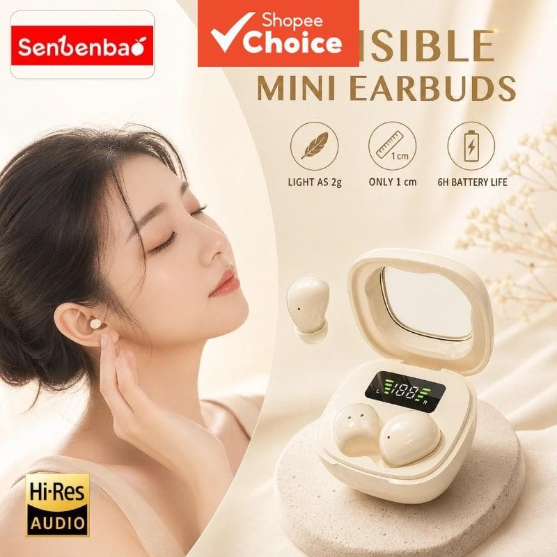 Senbenbao Y19 Fones De Ouvido Sem Fio Bluetooth 6.0 ENC Com Cancelamento De Ruído Graves LED Display Digital Fone Inteli