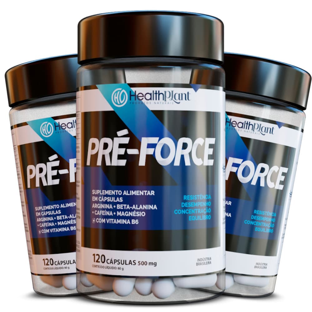 Pré Force 120 Cápsulas | UP no Treino - Beta-Alanina + Arginina + Cafeína + Magnésio + Vitamina B6