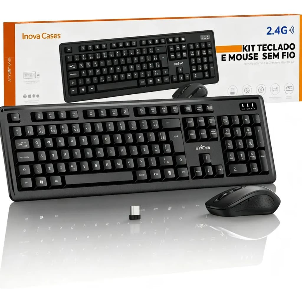 Combo Teclado E Mouse Sem Fio Avançado, Usb De 2.4G Receptor, Com Teclado Numérico E Mouse Sem Fio, Para Pc、windows、macs