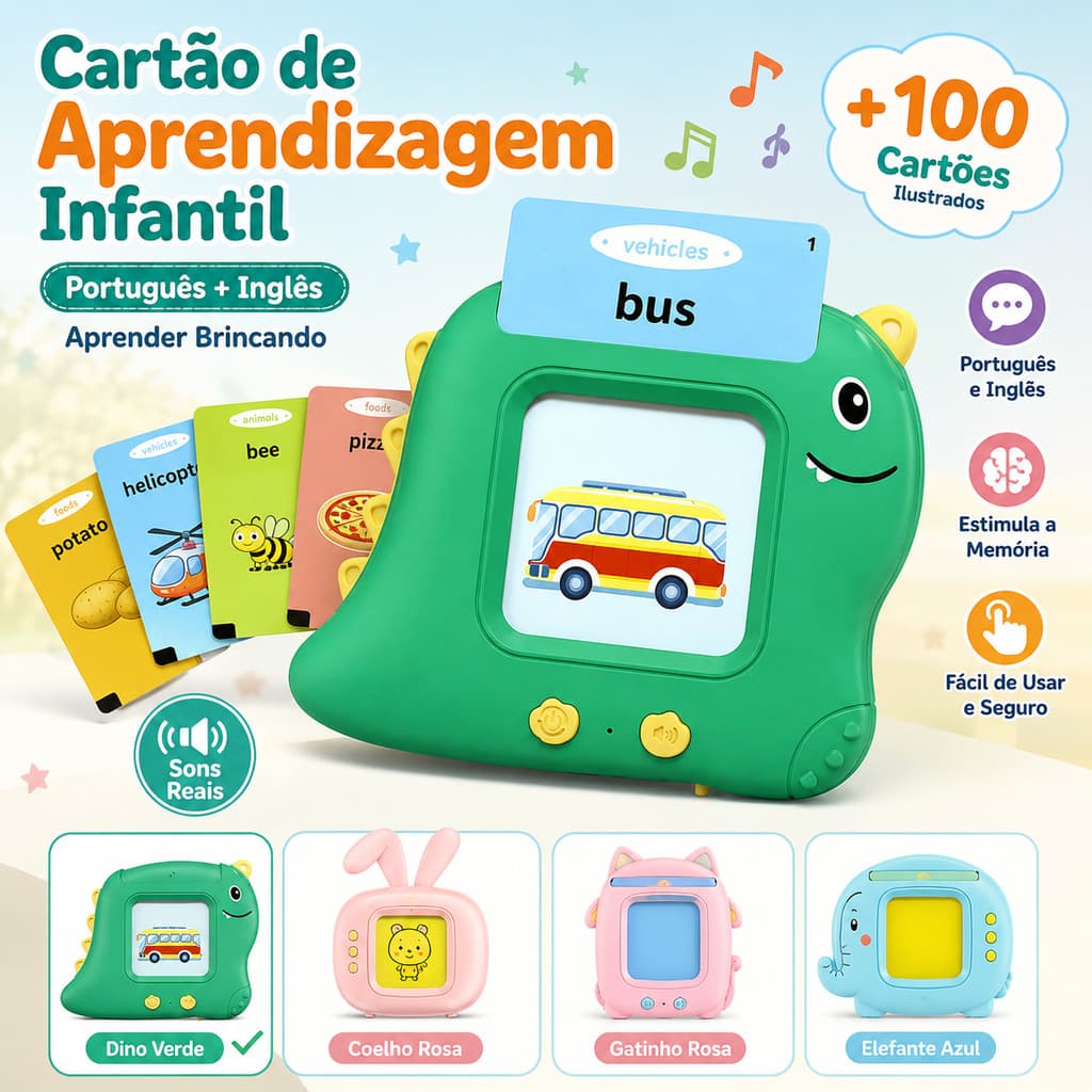 Pronúncia Máquina Cartões Aprendizagem Oral Educacional [Português de Portugal e Inglês]