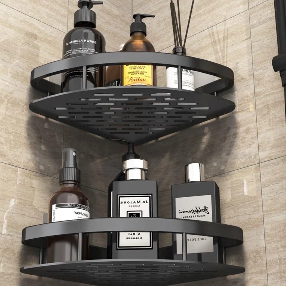 Suporte Organizador de Shampoo em Metal Prateleira para Banheiro e Cozinha de Parede