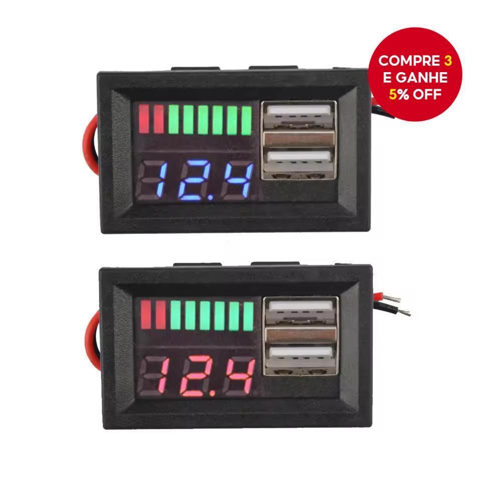 Voltímetro Digital À Prova D'água LED Painel Testador De Tensão Com Display 12V Para Barco De Carro
