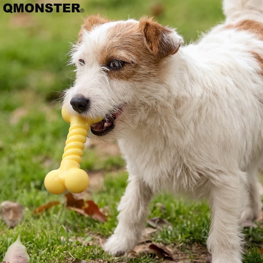 Qmonster brinquedo para cachorro, osso doce, molar, resistente à mordida, pequeno, médio porte, cachorro adulto, filhote