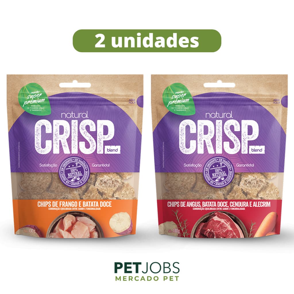 2 Natural Crisp Blend para Cães 100g - Snack Saudável Super Premium Petisco de Carnes, Vegetais e Frutas KIT2
