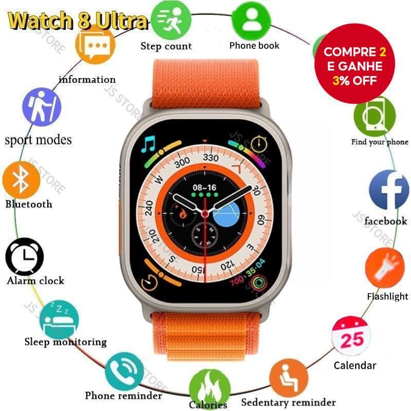 Assista 8 Ultra Smart Watch Série 8 Digital Masculino À Prova D'água Esporte Fitness Android