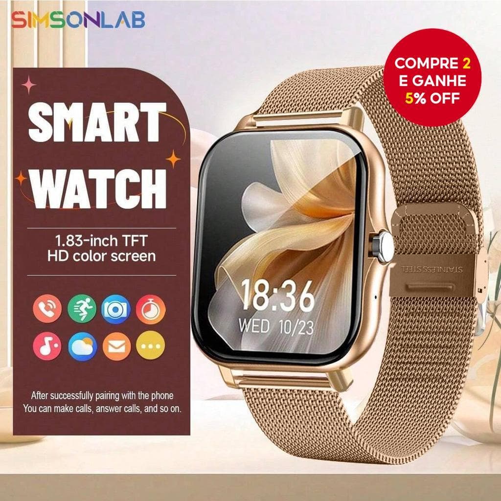 Smartwatch Relógio Inteligente 2025 Bluetooth Chamada Rastreador De Fitness Masculino Feminino Presente Para Android iOS