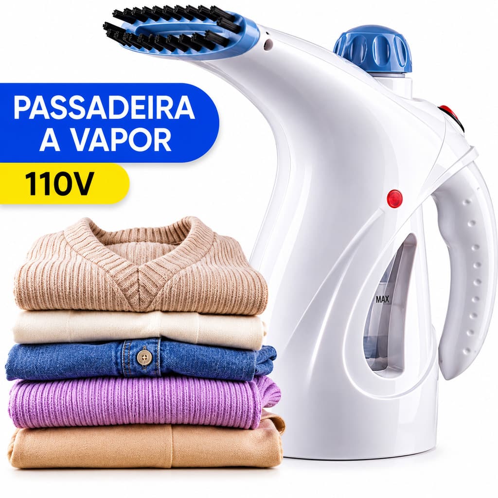 Passadeira a Vapor 800W 110V Vaporizador Portátil para Roupas Ferro Vertical Tira Amassados