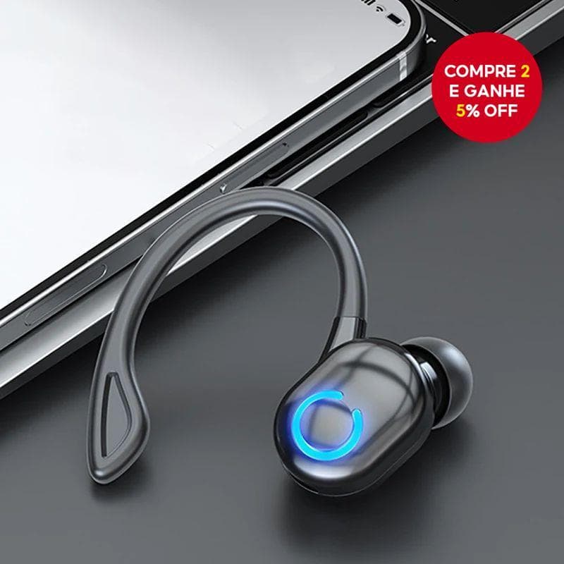 Fones de ouvido Bluetooth sem fio para esportes, corrida, mono, HiFi estéreo com redução de ruído.