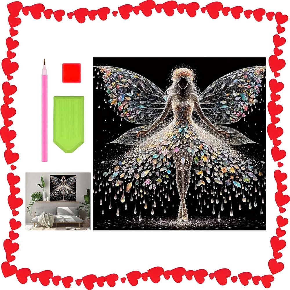 30 x 30 cm, Pintura artística fadas e asas de anjo com diamantes quadrados 5D para decoração de parede, artesanato DIY