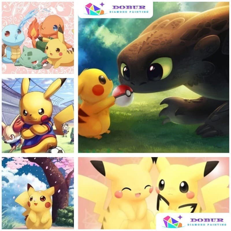 DOBUR | Conjunto De Pintura Diamante Pikachu 5D DIY Redondo/Quadrado Completo Broca Tela Com Número Artesanato Presente 