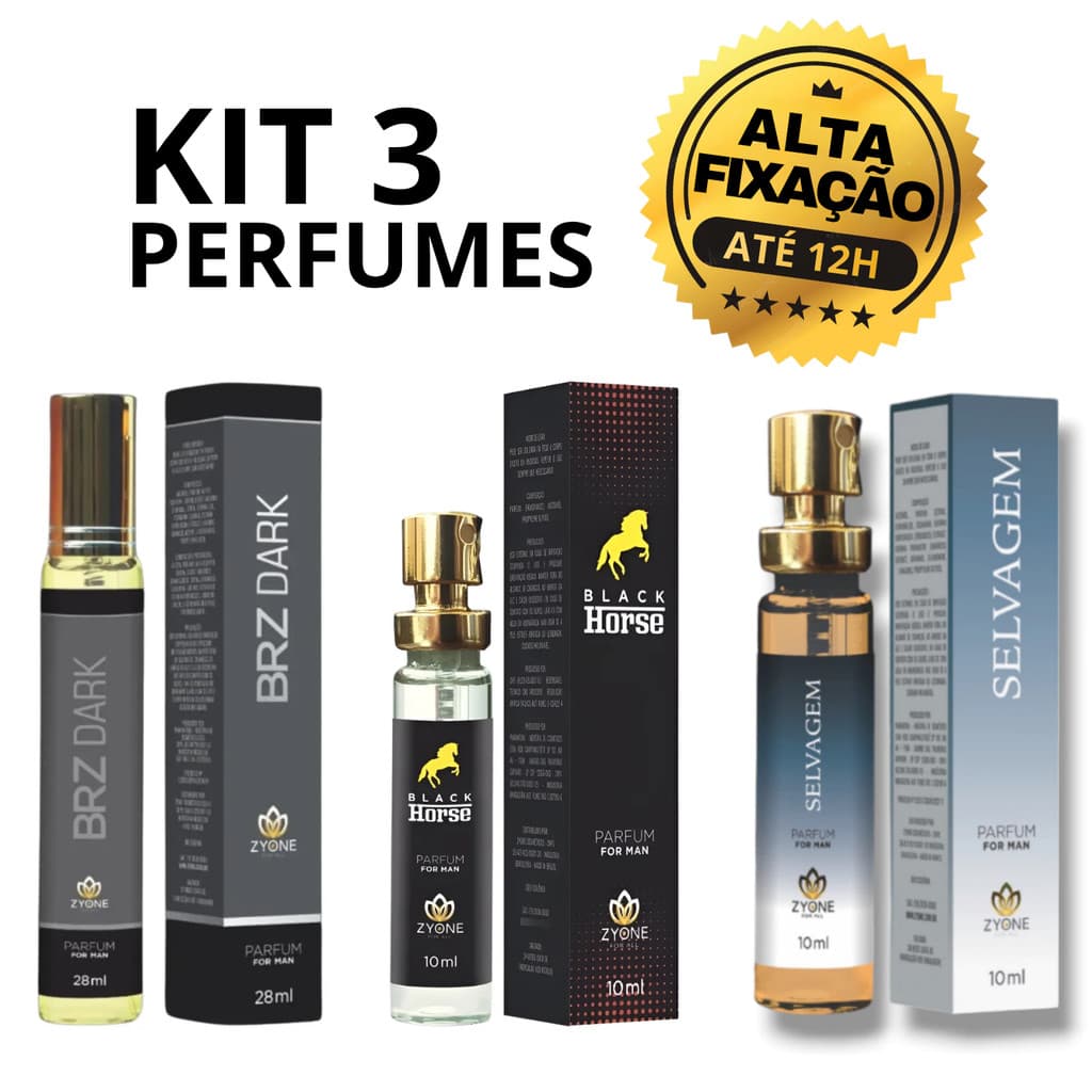KIT 3 PERFUME MASCULINO IMPORTADO FRAGANCIA CONCENTRADA 12H FIXAÇÃO EM SPRAY