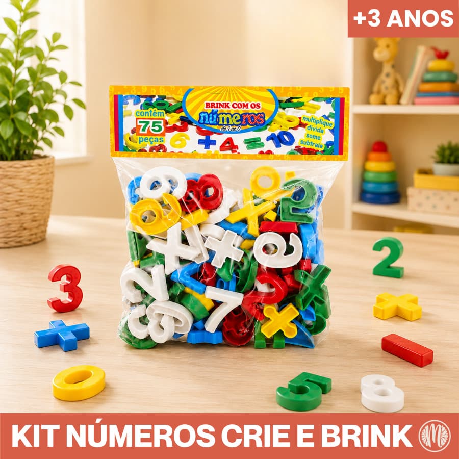 Brinquedo Educativo Kit Números Coloridos 75 Peças Crie e Brink