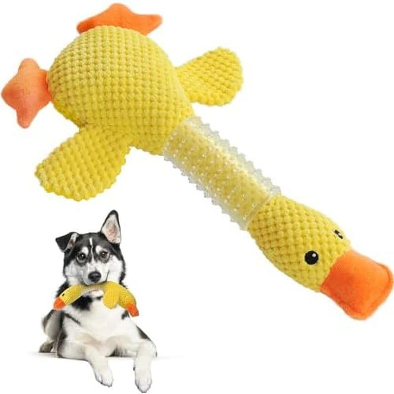 Brinquedos duráveis para dentes de cachorro, pato de pelúcia, brinquedos para cães, coleira de borracha, brinquedos gran