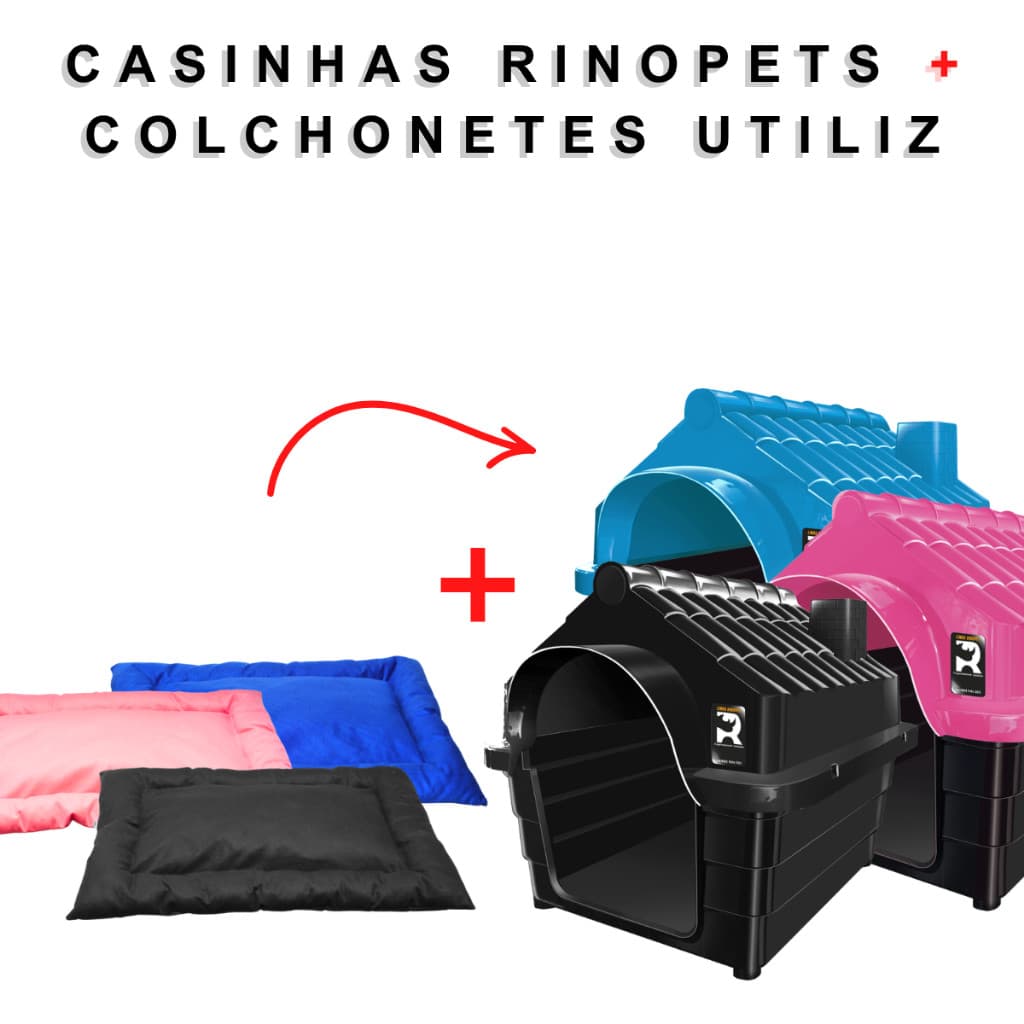 Casinha Cachorro Grande Reforçada Desmontável RinoPet N8 + Colchonete Petliz