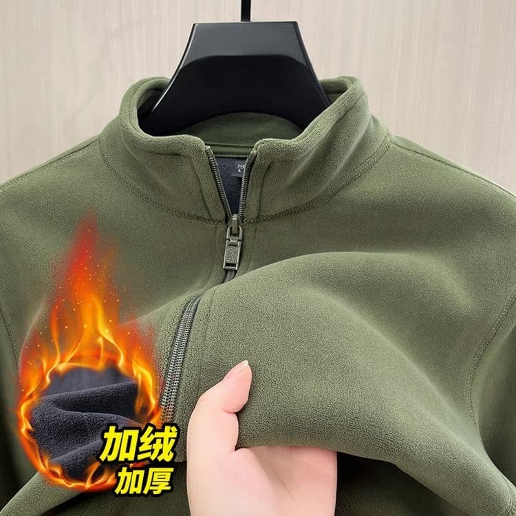 Jaqueta de inverno de lã Polar gola alta espessada jaqueta quente forro de cor sólida jaqueta masculina de lã