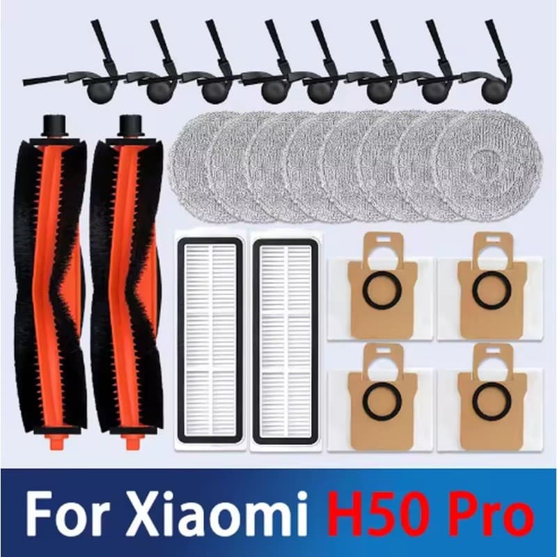 Para Xiaomi H50 PRO/OV42GL H50 Robô Aspirador De Pó Acessórios Escova Lateral Principal Mop Pano Filtro Saco Peças