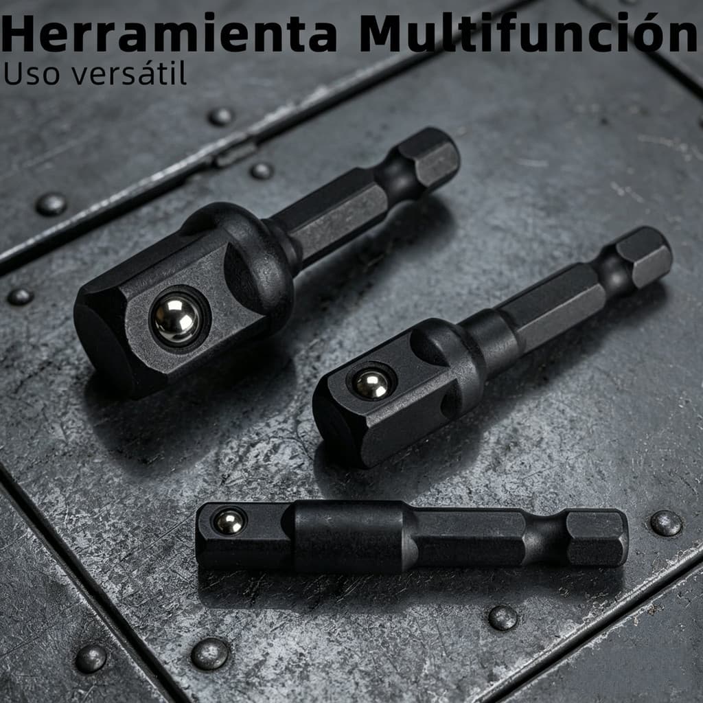 Adaptador Soquete Parafusadeira Kit 3 Peças 1/4 3/8 1/2 para Furadeira Chave de Impacto Encaixe Sextavado Resistente